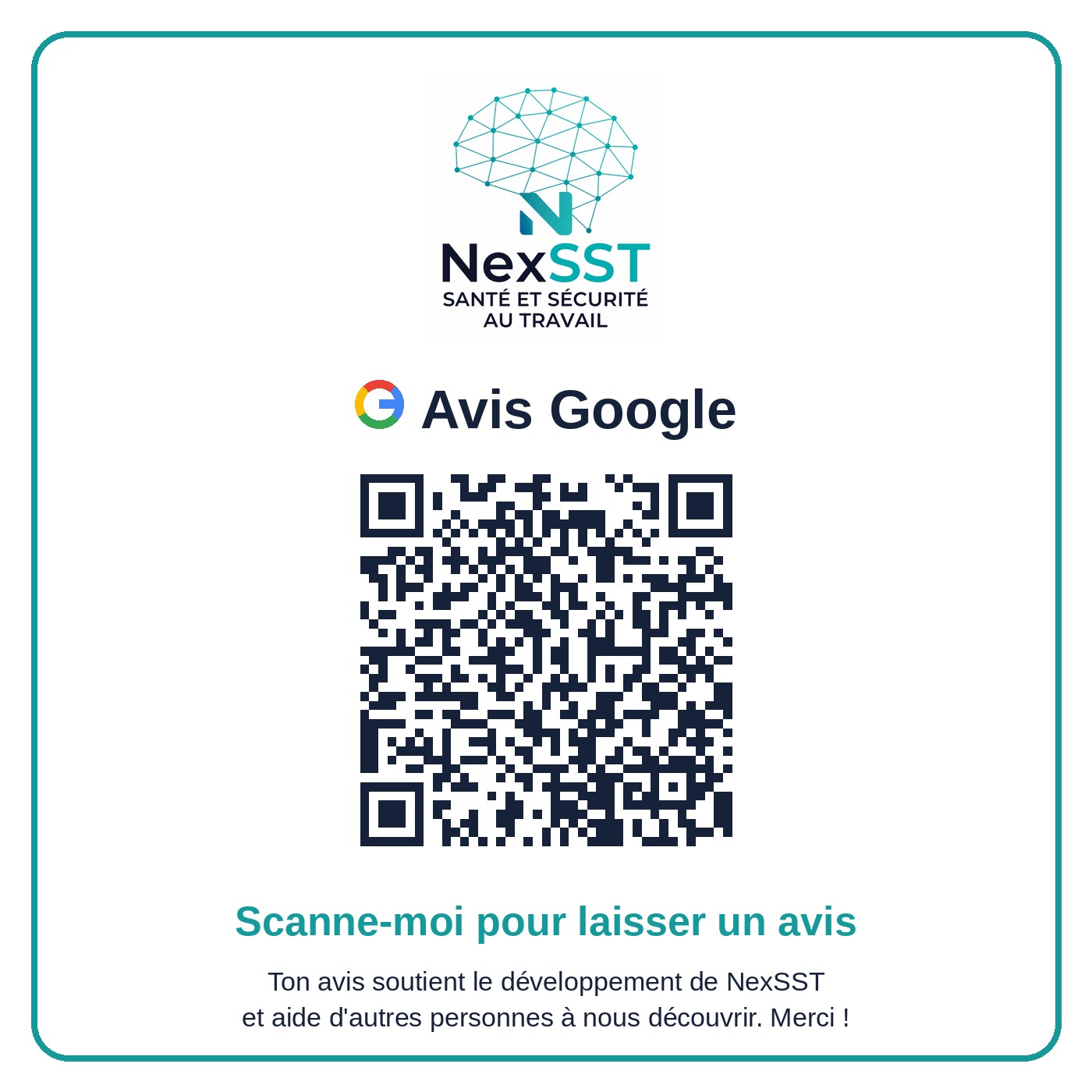 Scannez le QR code pour partager votre expérience sur Google